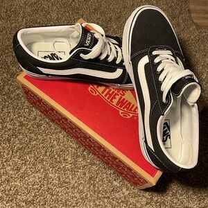 Vans Black and White Platform Shoes
